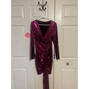 BestGirl Women's Sexy Dress Deep V Neck Long Sleeve Ruched Sparkly Bodycon Club